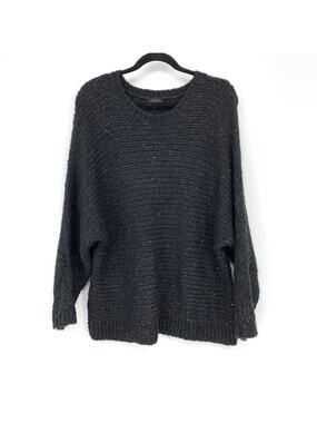 Sen Pullover Boatneck Sweater Womens Size 2 US Medium Black Silver Metallic